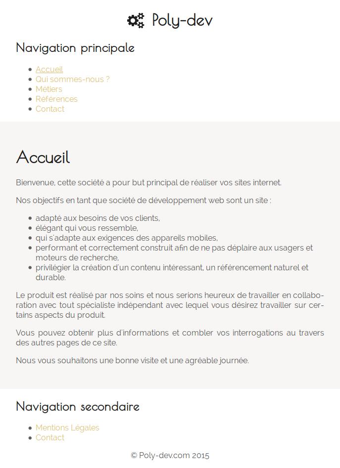 Capture d'écran complète en taille tablette du site Poly-dev.com.